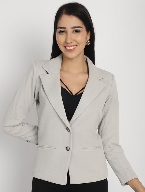 women solid long sleeve single breasted blazer - 21962094 - Very Small Image - 1