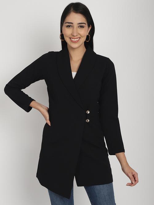 women solid long sleeve doublebreasted blazer - 21962096 - Very Small Image - 1