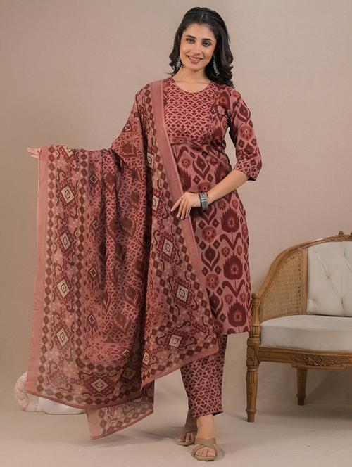 women three quarter sleeve kurta pant with dupatta set - 21962231 - Very Small Image - 1