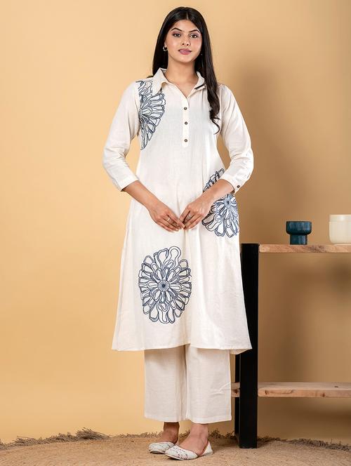 women embroidered three quarter sleeve kurta pant set - 21962328 - Very Small Image - 1