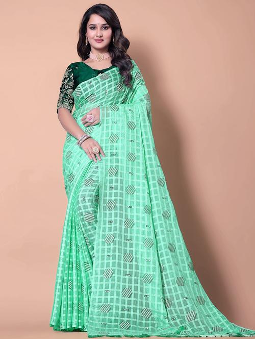 women checkered casual wear saree with blouse - 21962464 - Very Small Image - 1