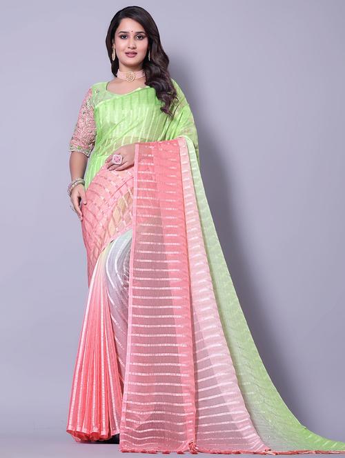 women ombre printed saree with blouse - 21962473 - Very Small Image - 1