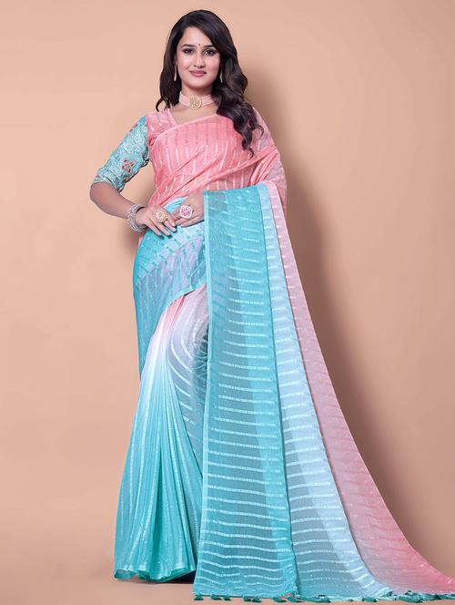 women ombre printed saree with blouse - 21962476 - Very Small Image - 1
