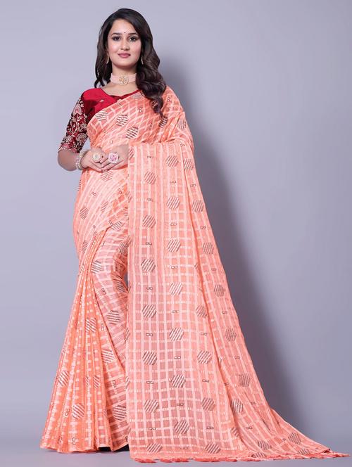 women checkered casual wear saree with blouse - 21962480 - Very Small Image - 1