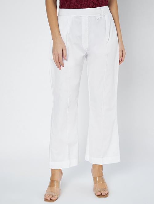 women white solid mid rise straight trouser - 21967067 - Very Small Image - 1