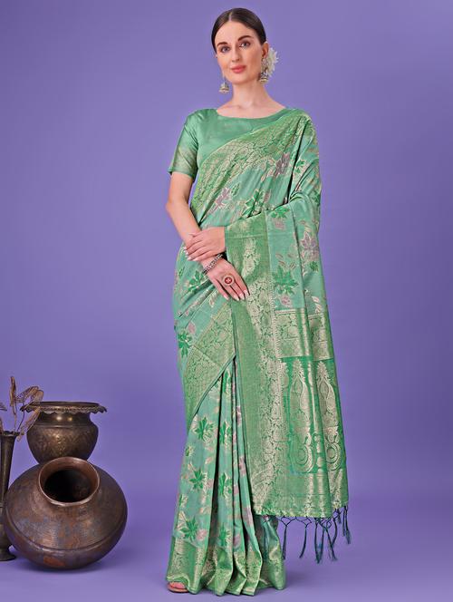 women self design banarasi saree with blouse - 21969963 - Very Small Image - 1