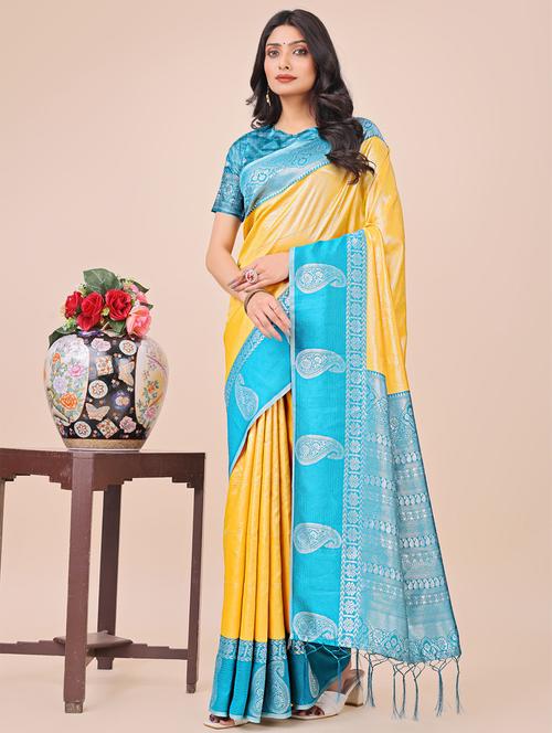 women solid with bordered saree with blouse - 21970001 - Very Small Image - 1
