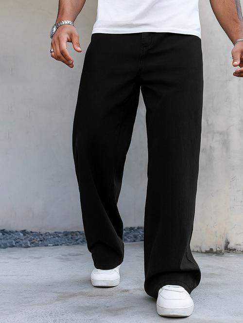 men plain mid rise full length baggy jeans - 21971233 - Very Small Image - 1