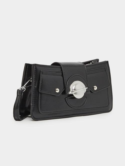 women black pu solid handbag - 21971418 - Very Small Image - 1