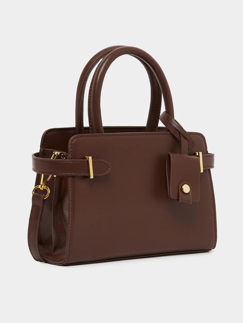 solid brown pu leather handbag - 21971490 - Very Small Image - 1