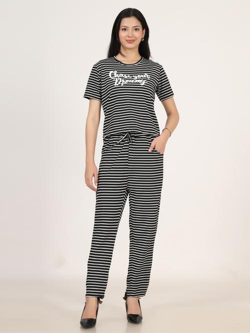 women striped t-shirt and trouser co-ord set - 21975216 - Very Small Image - 1