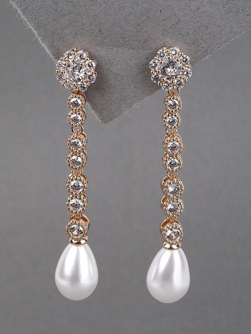 white pearl and crystal dangle earrings - 21978221 - Very Small Image - 1