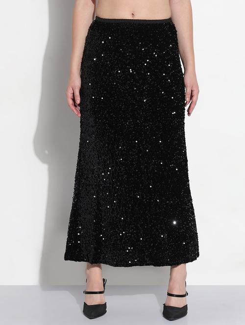 women black sequined high rise a-line skirt - 21979742 - Very Small Image - 1