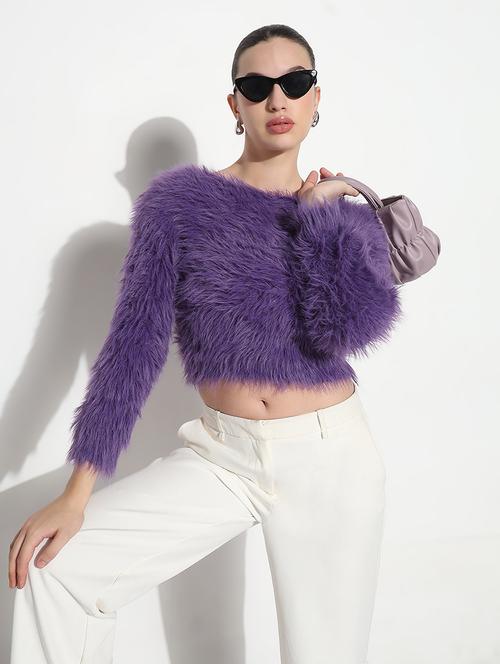 women solid long sleeve crop pullover - 21979984 - Very Small Image - 1