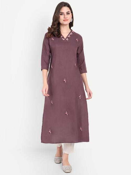 women embroidered three quarter sleeve kurta - 21981051 - Very Small Image - 1