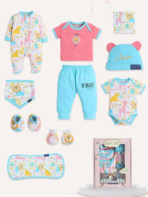 polka tots cotton pack of 10 jumbo hamper set jungle print  - 21981757 - Very Small Image - 1