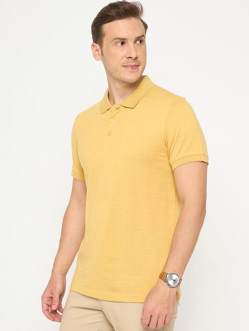men yellow solid short sleeve polo t-shirt - 21986294 - Very Small Image - 1