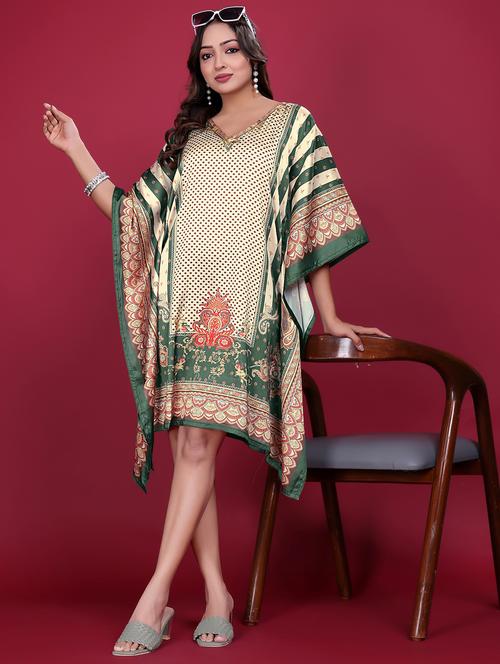 women printed kimono sleeve kaftan dress - 21998627 - Very Small Image - 1