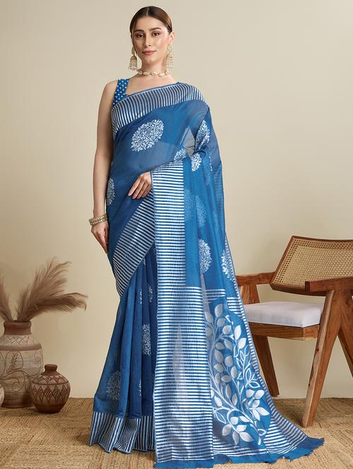 women self design bordered saree with blouse - 21998794 - Very Small Image - 1