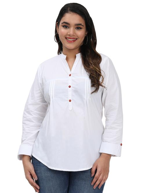 women solid mandarin neck regular top - 21998843 - Very Small Image - 1