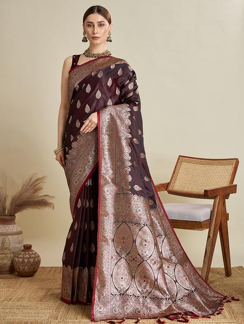 women self design banarasi saree with blouse - 22001352 - Very Small Image - 1