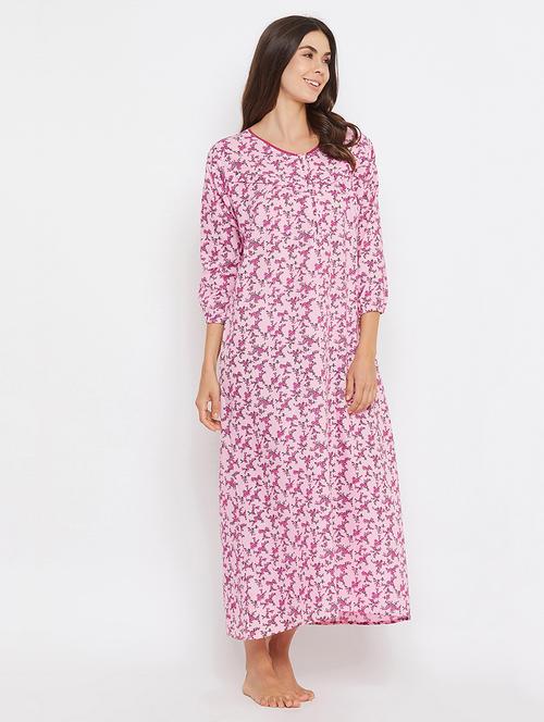 Women Floral Print Maternity Wear Nighty - 22002955 - Very Small Image - 1