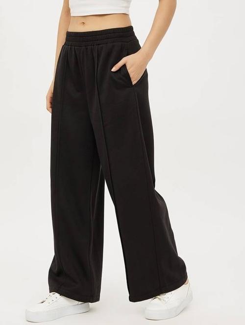women black solid mid rise wide leg trouser - 22004405 - Very Small Image - 1