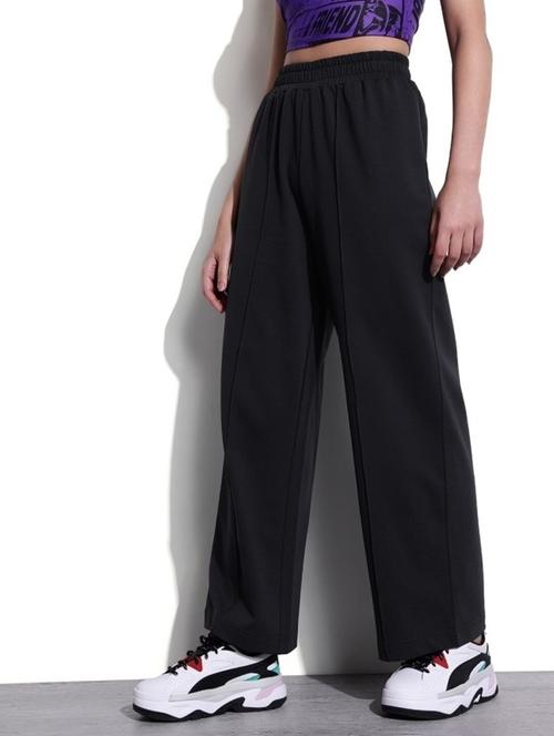 women black solid high rise straight trouser - 22004409 - Very Small Image - 1
