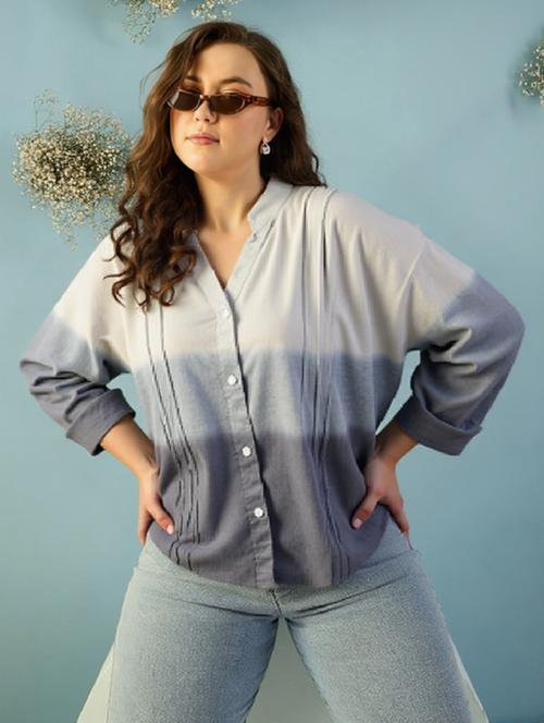 women plus size ombre print long sleeve shirt - 22004454 - Very Small Image - 1