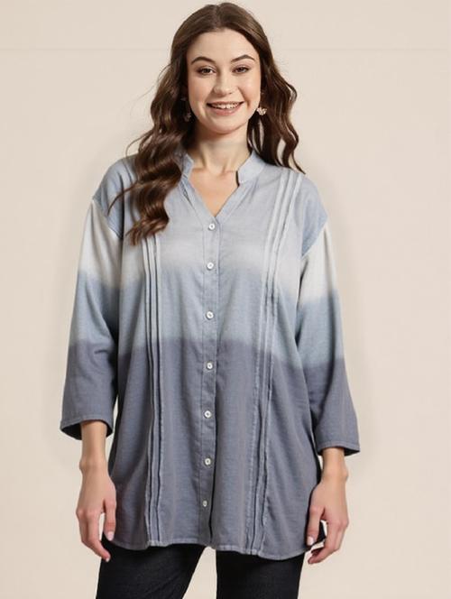 women ombre print long sleeve shirt - 22004474 - Very Small Image - 1