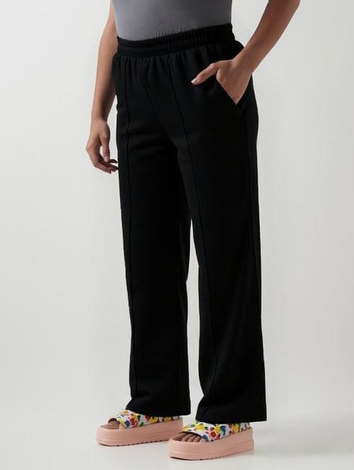 women black solid mid rise straight trouser - 22004534 - Very Small Image - 1