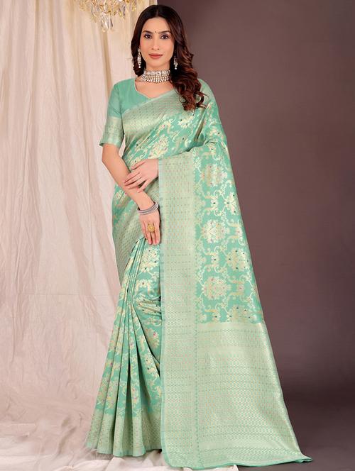 women self design banarasi saree with blouse - 22007010 - Very Small Image - 1
