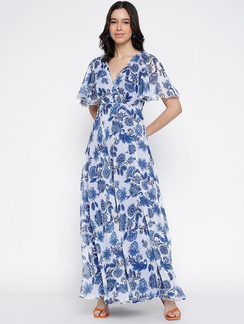 women printed flared sleeve fit and flare maxi dress - 22007792 - Very Small Image - 1