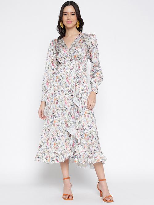 Women Floral Print Puff Sleeve Ruffle Dress - 22007794 - Very Small Image - 1