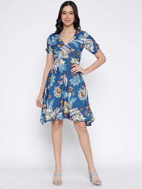 women floral print short sleeve fit and flare dress - 22007795 - Very Small Image - 1