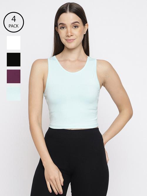 women pack of 4 solid camisole - 22007850 - Very Small Image - 1
