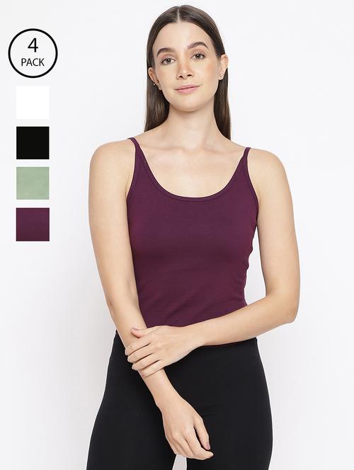 women pack of 4 solid camisole - 22007870 - Very Small Image - 1