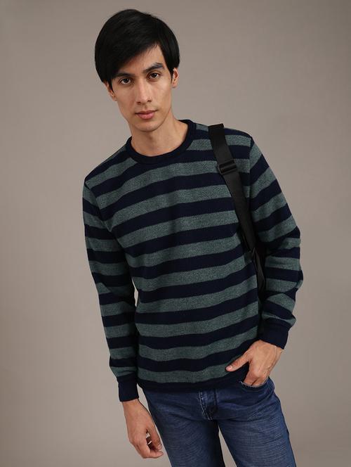 men striped long sleeve regular fit pullover  - 22011787 - Very Small Image - 1