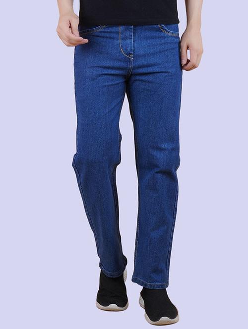 men blue plain mid rise straight fit jeans - 22012496 - Very Small Image - 1