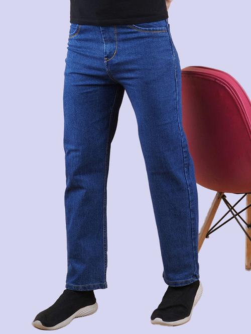 men blue plain mid rise straight fit jeans - 22012500 - Very Small Image - 1