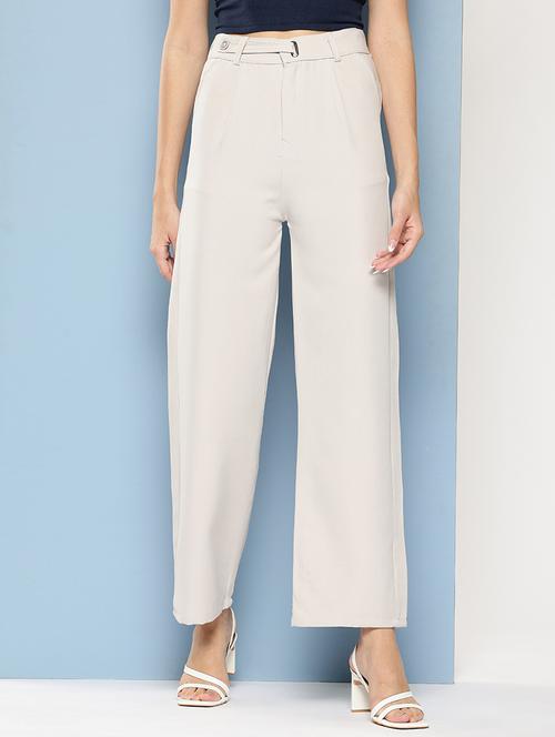 women solid mid rise straight trouser - 22012702 - Very Small Image - 1