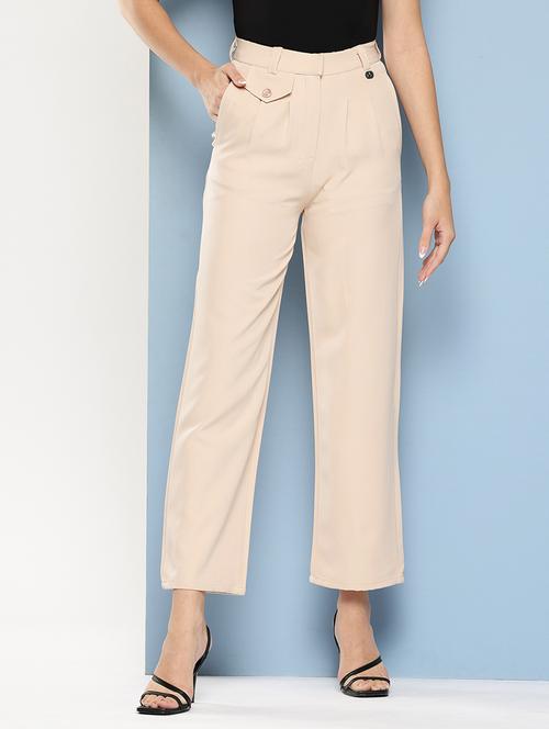 women solid mid rise straight trouser - 22012703 - Very Small Image - 1