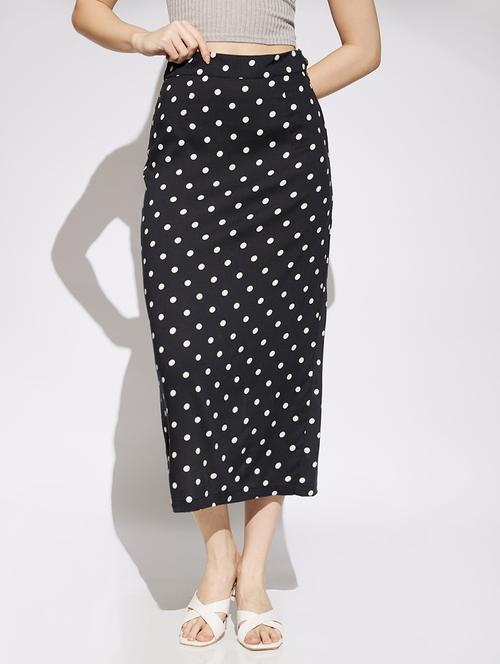 women polka doted high rise straight  skirt - 22013363 - Very Small Image - 1