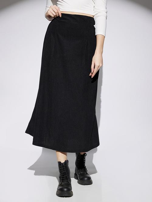 women black solid high rise a-line skirt - 22013366 - Very Small Image - 1