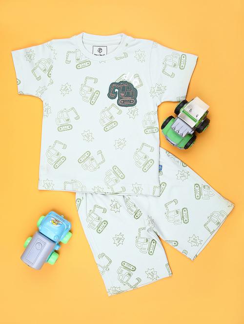 kids printed t-shirt and shorts co-ord set - 22014144 - Very Small Image - 1