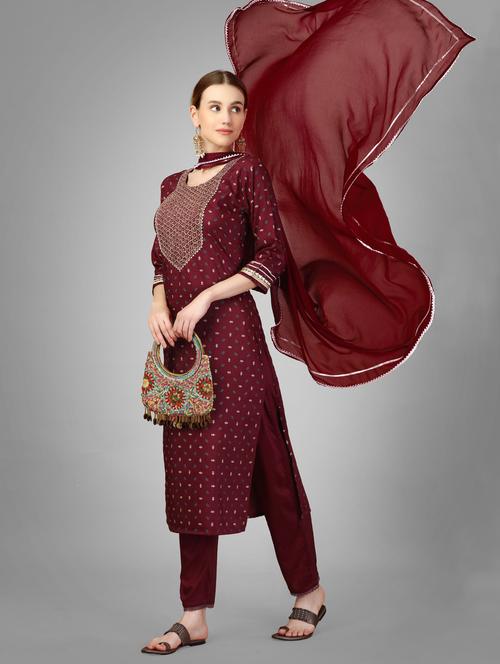 women three quarter sleeve kurta pant with dupatta set - 22014165 - Very Small Image - 1