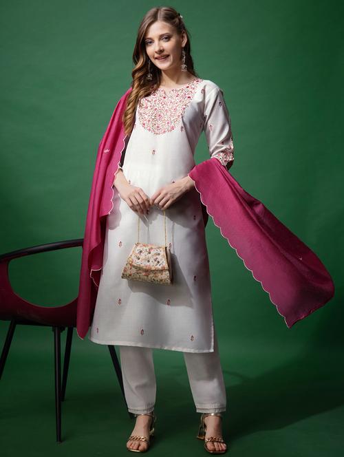 women three quarter sleeve kurta pant with dupatta set - 22014193 - Very Small Image - 1