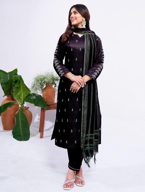 Women Embroidered Three Quarter Sleeve Kurta Pant With Dupatta Set - 22014237 - Very Small Image - 1