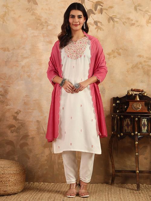 women three quarter sleeve kurta pant with dupatta set - 22014288 - Very Small Image - 1