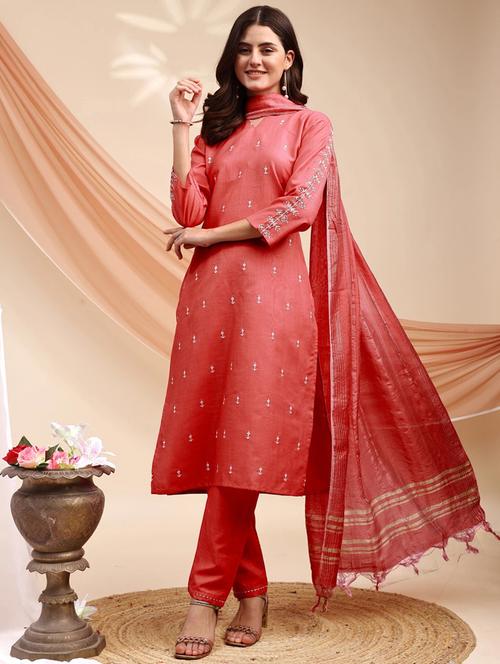 women three quarter sleeve kurta pant with dupatta set - 22014295 - Very Small Image - 1